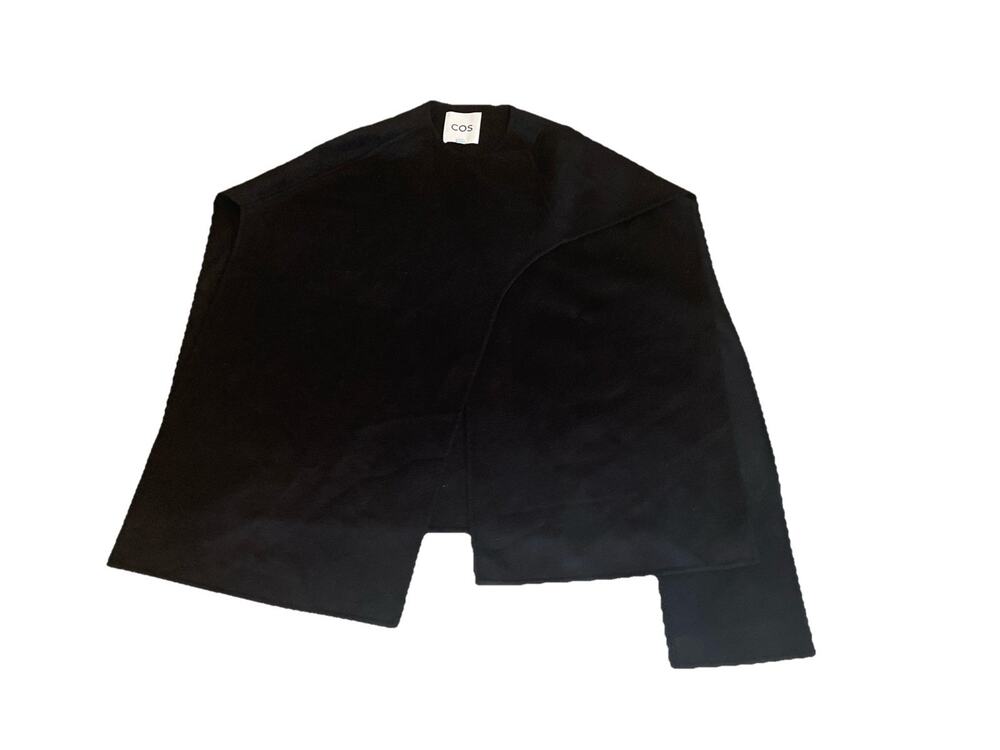 COS Black Double Faced Wool Blend Scarf Jacket Coat OS